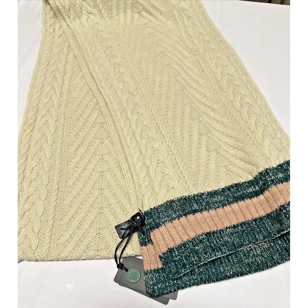 G-Star Raw Sash‎ Soft Touch Coac Knit Scarf Ivory Stripe Trim Organic Cotton